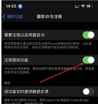 保康苹果14维修网点分享iPhone14注视感知功能有什么用 